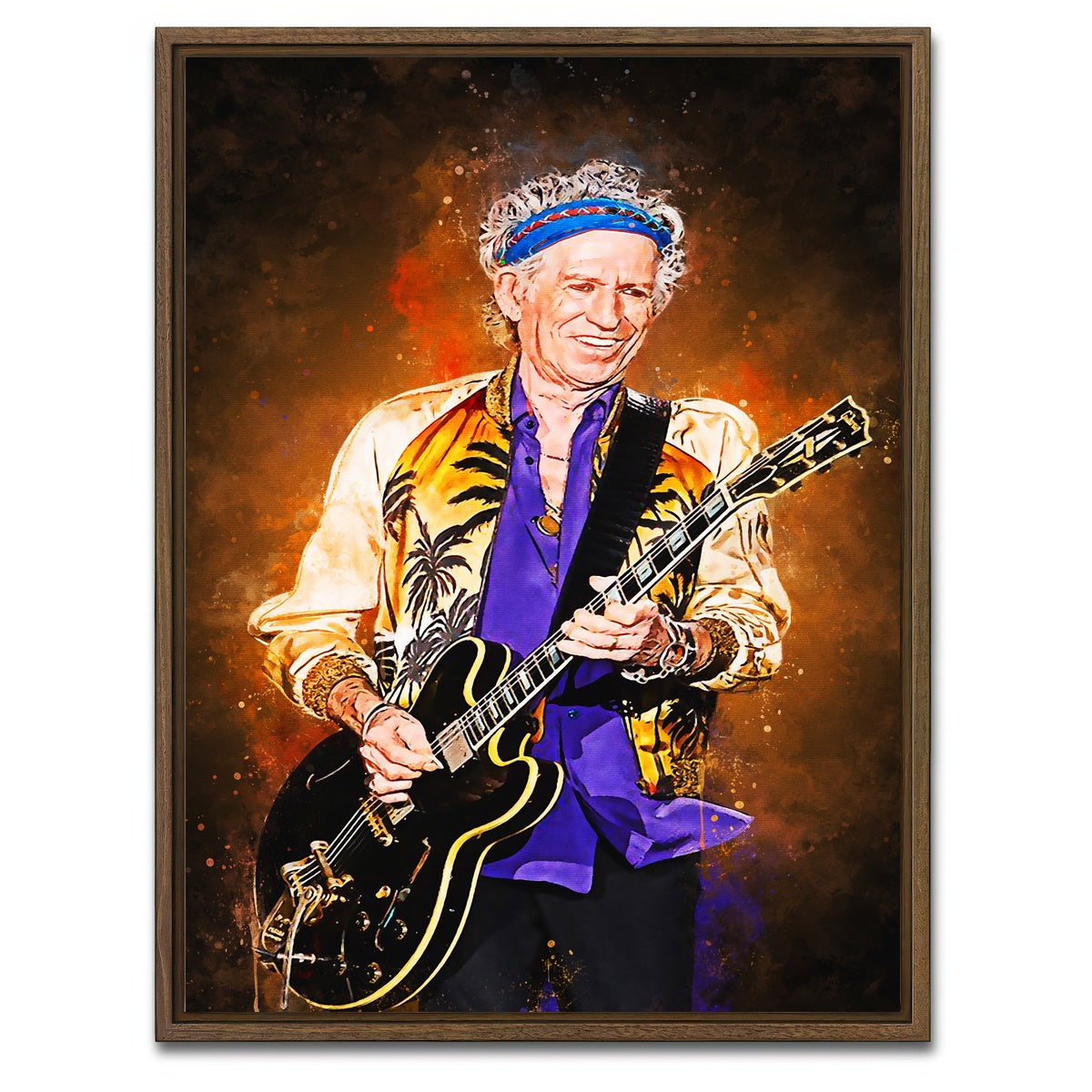AUTO-MOCKUP WHITE | Keith Richards Painting | 1 Piece | Walnut Framed Canvas | group=3x4