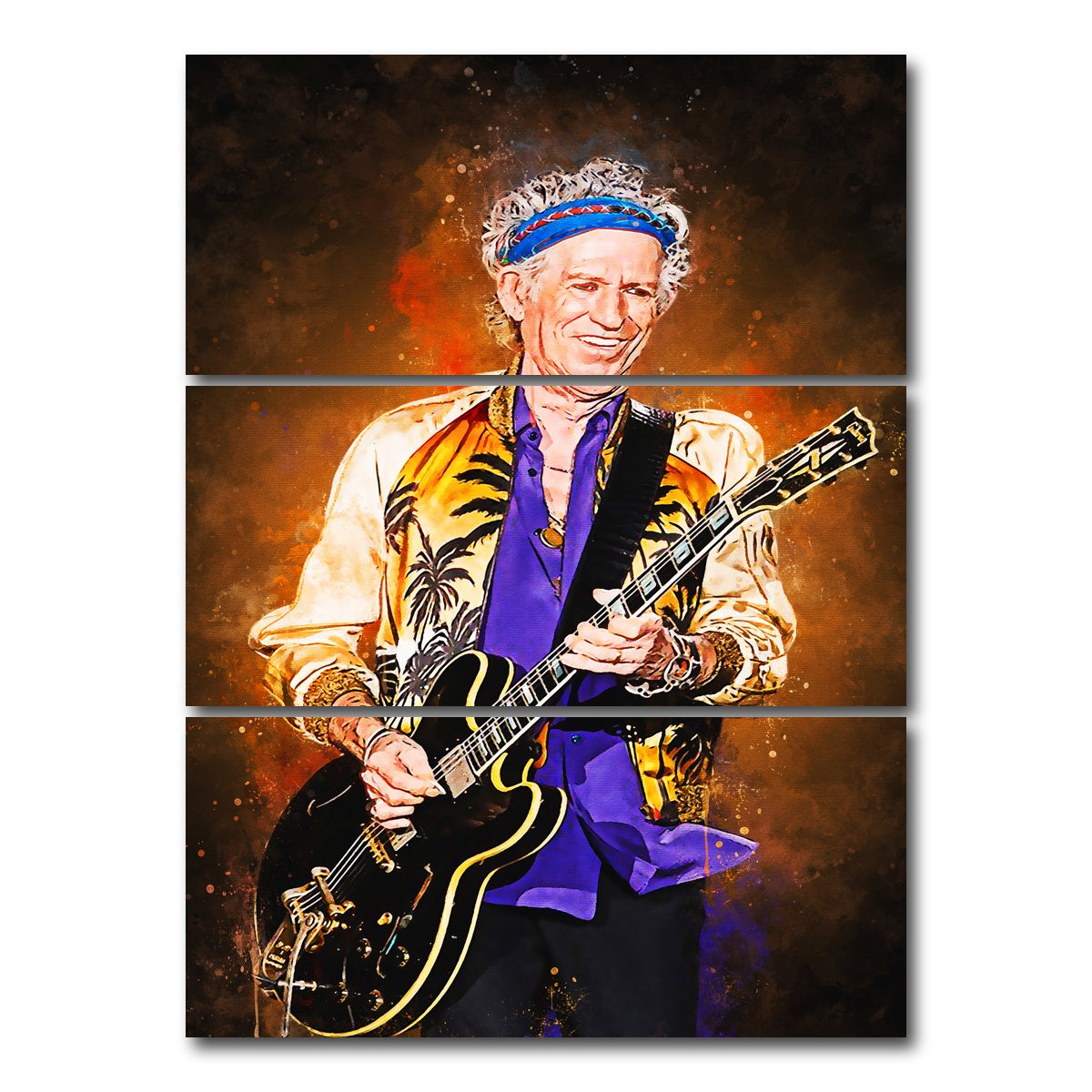 AUTO-MOCKUP WHITE | Keith Richards Painting | 3 Piece | Gallery Wrap Canvas | group=8x18_stacked