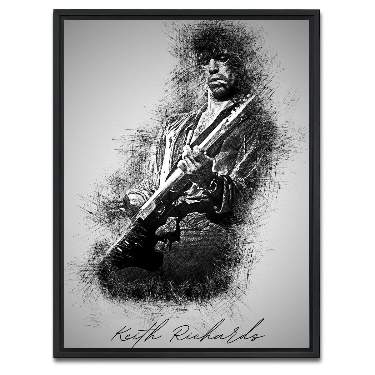 AUTO-MOCKUP WHITE | Keith Richards | 1 Piece | Black Framed Canvas | group=3x4