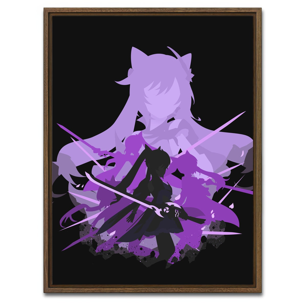 AUTO-MOCKUP WHITE | Keqing | 1 Piece | Walnut Framed Canvas | group=3x4