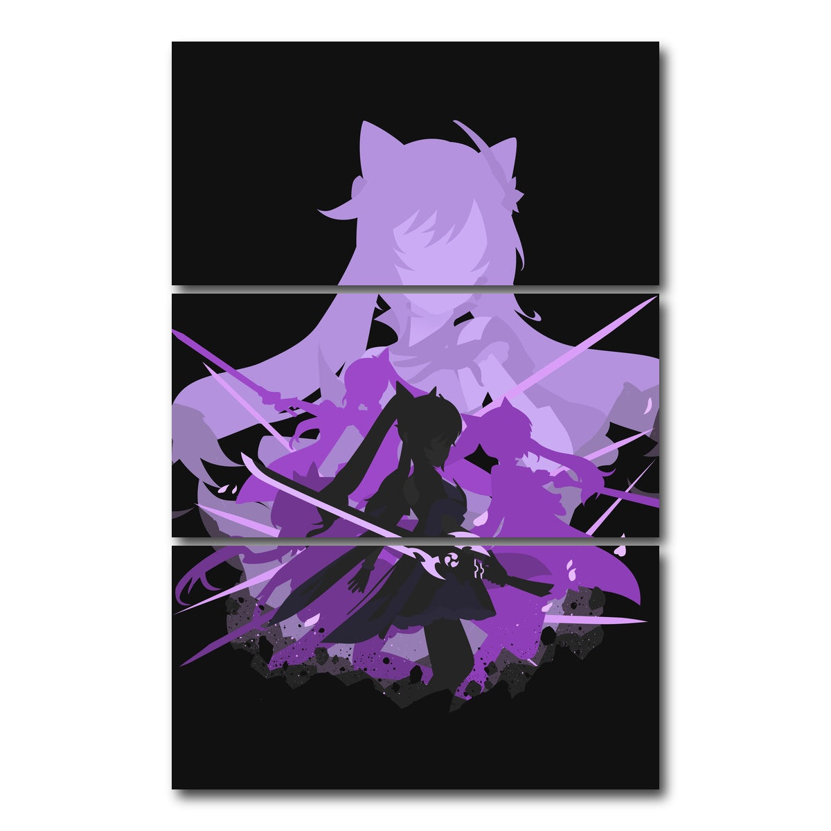 AUTO-MOCKUP WHITE | Keqing | 3 Piece | Gallery Wrap Canvas | group=12x24_stacked