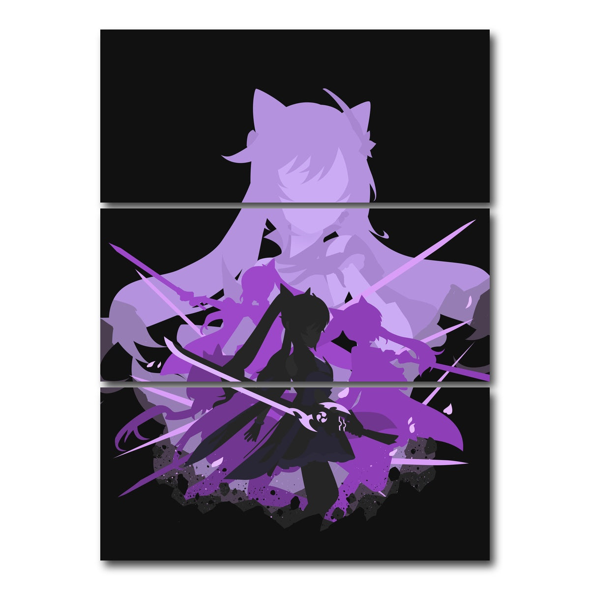 AUTO-MOCKUP WHITE | Keqing | 3 Piece | Gallery Wrap Canvas | group=8x18_stacked