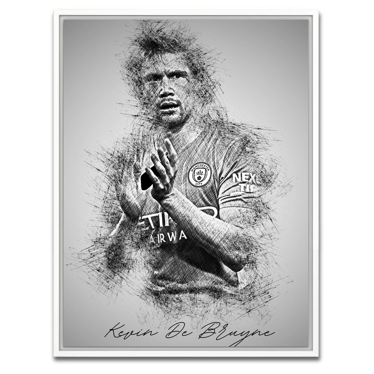 AUTO-MOCKUP WHITE | Kevin De Bruyne | 1 Piece | White Framed Canvas | group=3x4