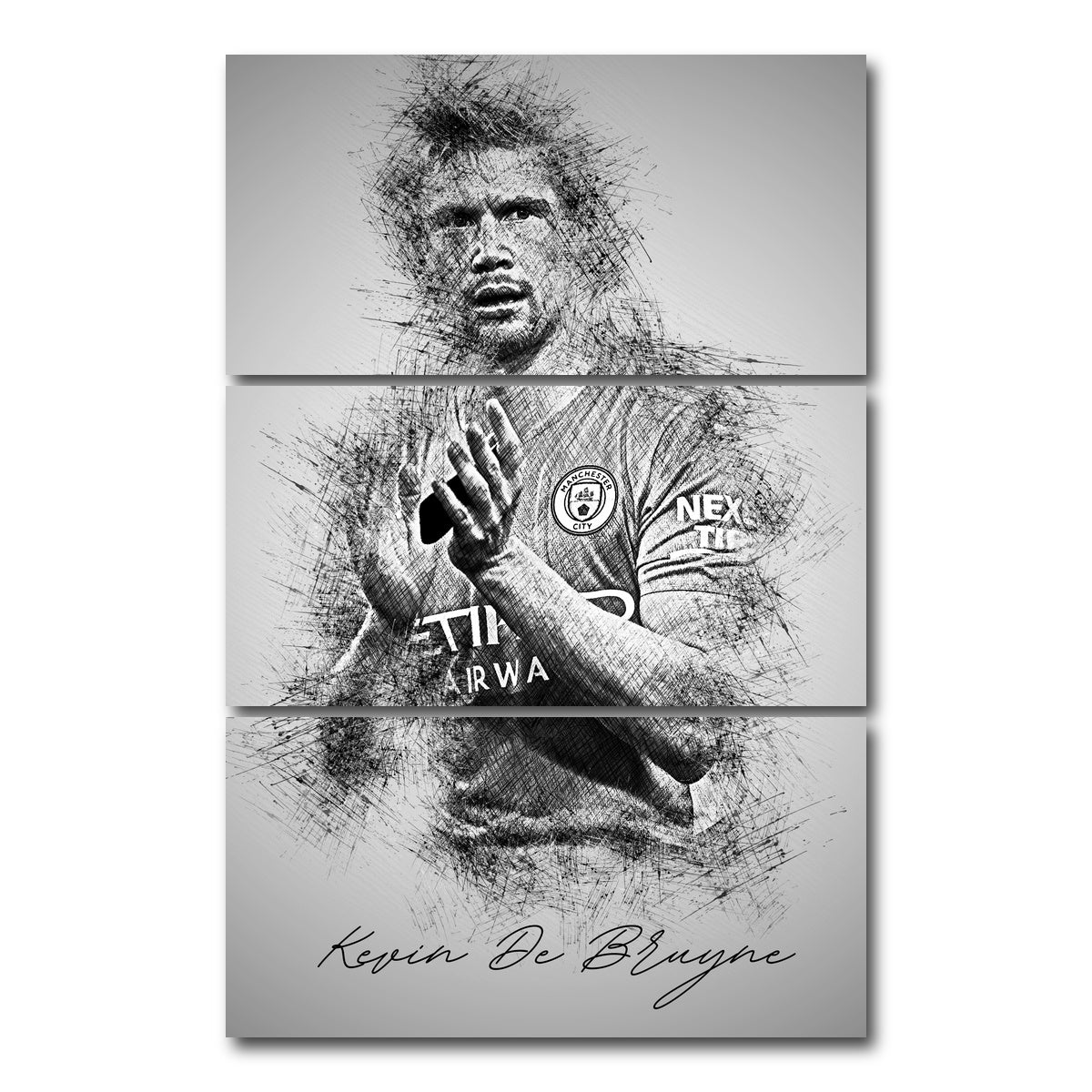 AUTO-MOCKUP WHITE | Kevin De Bruyne | 3 Piece | Gallery Wrap Canvas | group=12x24_stacked