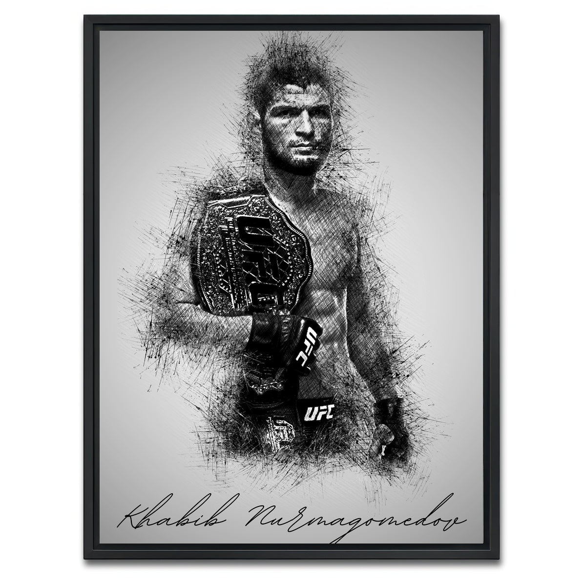 AUTO-MOCKUP WHITE | Khabib Nurmagomedov | 1 Piece | Black Framed Canvas | group=3x4