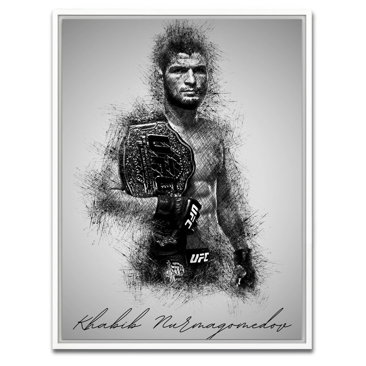 AUTO-MOCKUP WHITE | Khabib Nurmagomedov | 1 Piece | White Framed Canvas | group=3x4