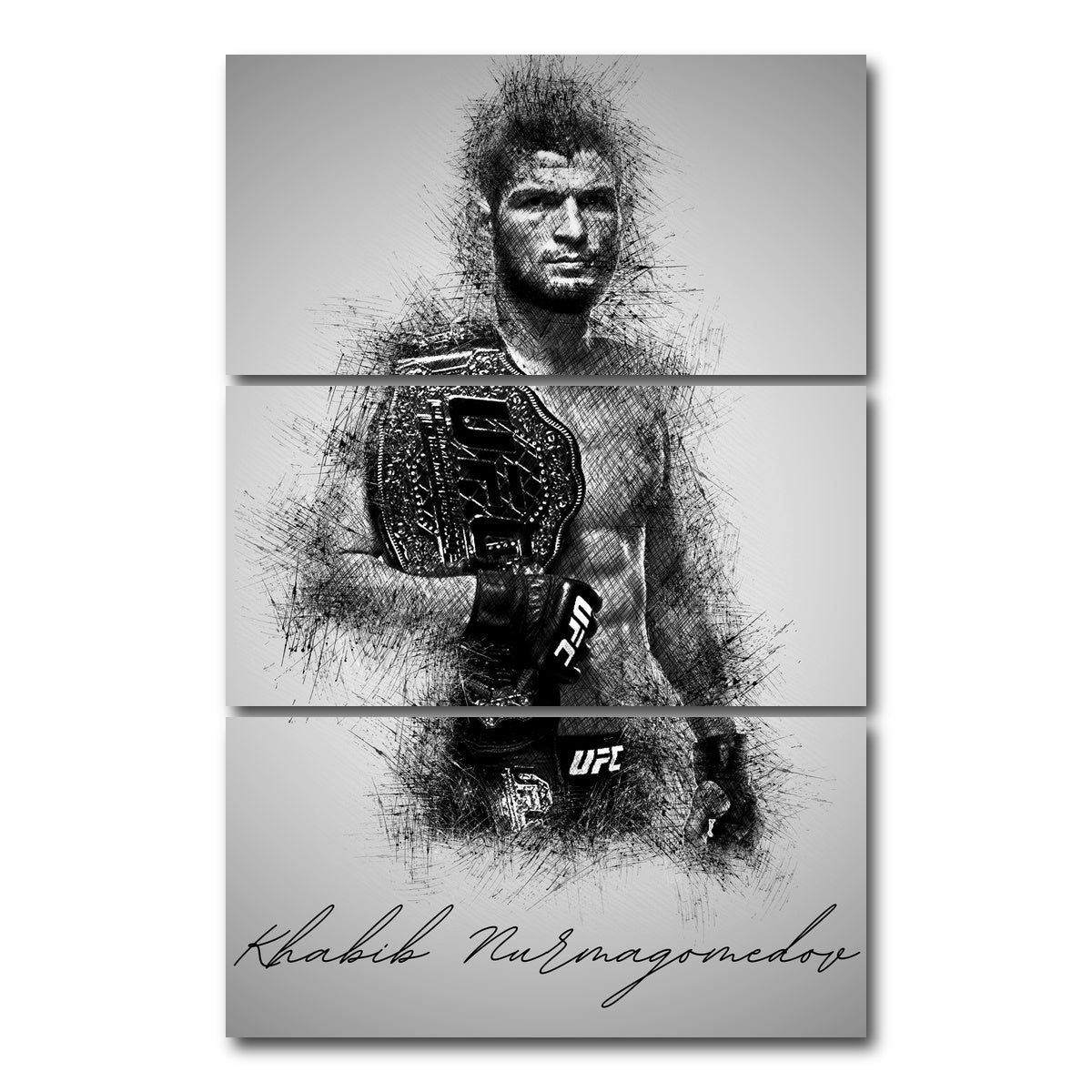AUTO-MOCKUP WHITE | Khabib Nurmagomedov | 3 Piece | Gallery Wrap Canvas | group=12x24_stacked