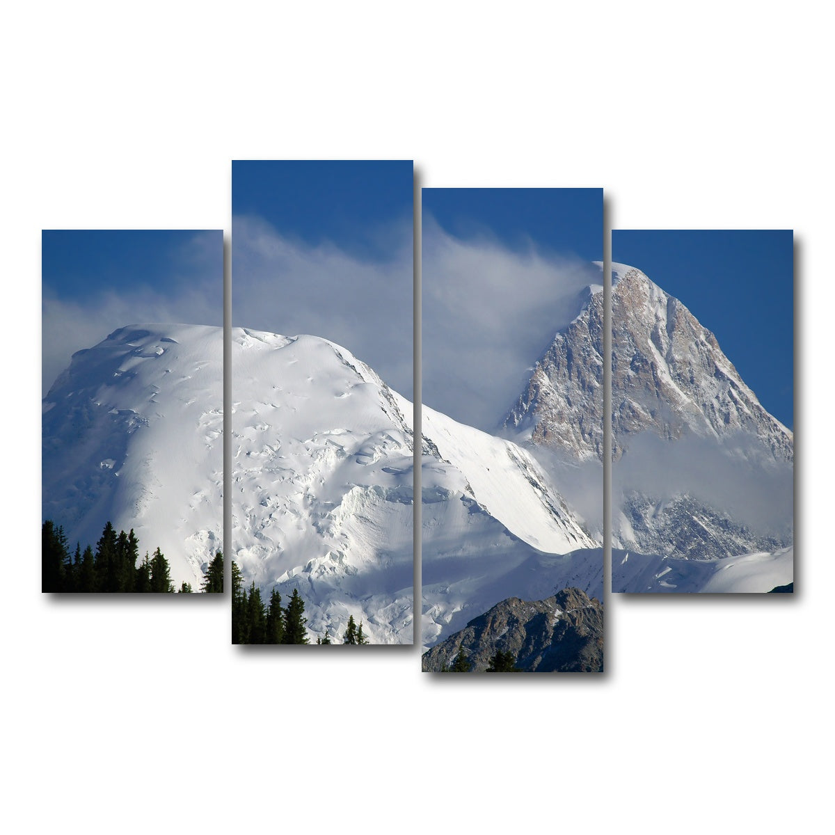AUTO-MOCKUP WHITE | Khan Tengri and Bayankol peaks | 4 Piece | Gallery Wrap Canvas | group=4_short