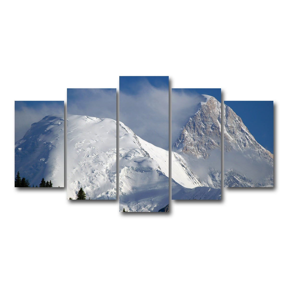 AUTO-MOCKUP WHITE | Khan Tengri and Bayankol peaks | 5 Piece | Gallery Wrap Canvas | group=5_normal