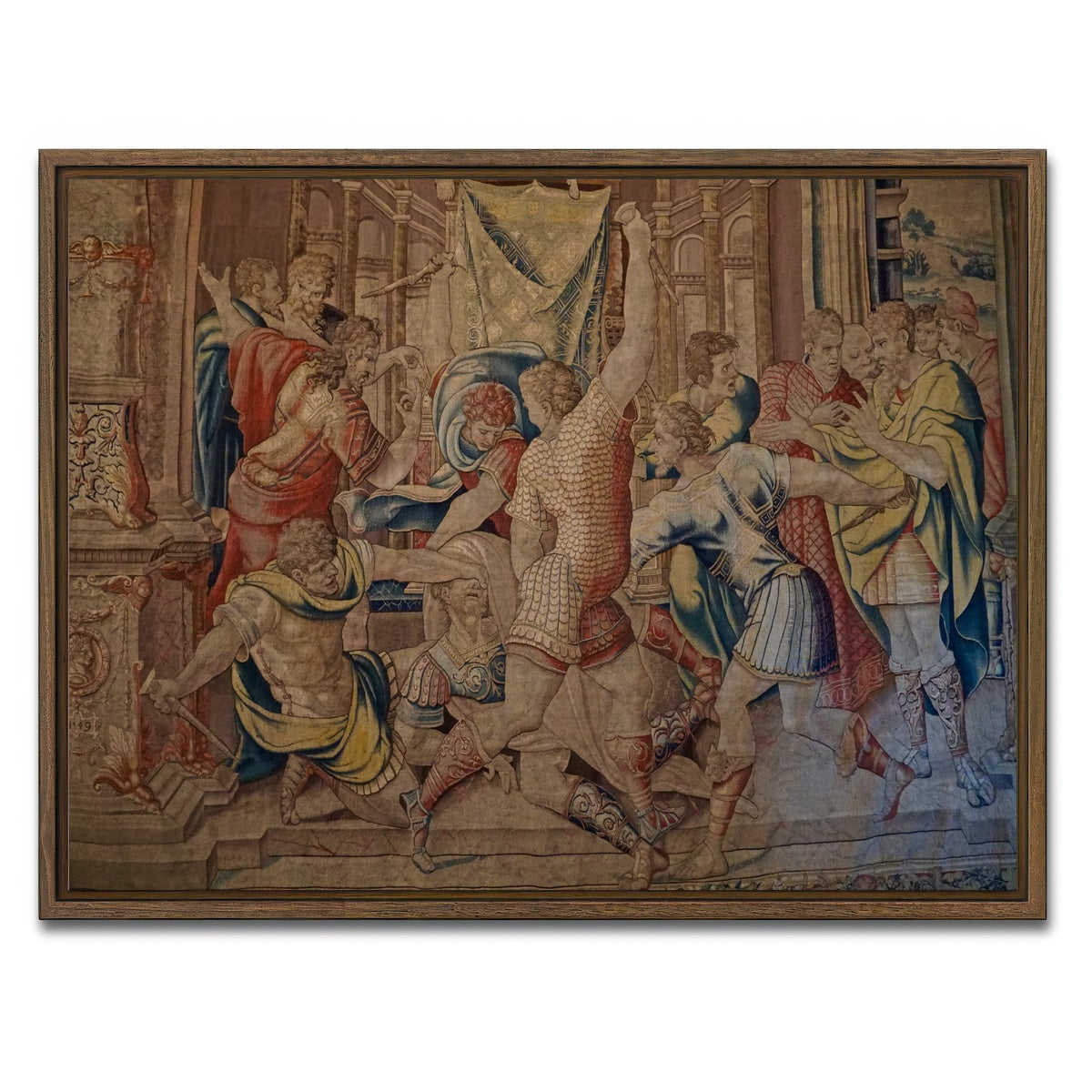 AUTO-MOCKUP WHITE | Killing of Caesar Tapestry | 1 Piece | Walnut Framed Canvas | group=4x3