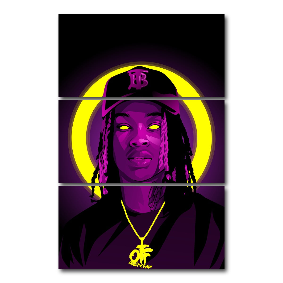 AUTO-MOCKUP WHITE | King Von Purple | 3 Piece | Gallery Wrap Canvas | group=12x24_stacked