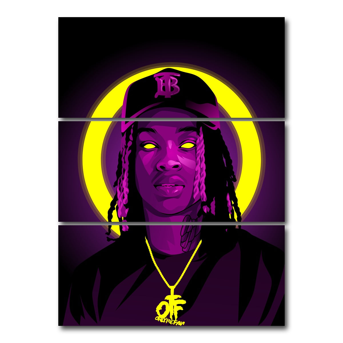 AUTO-MOCKUP WHITE | King Von Purple | 3 Piece | Gallery Wrap Canvas | group=8x18_stacked