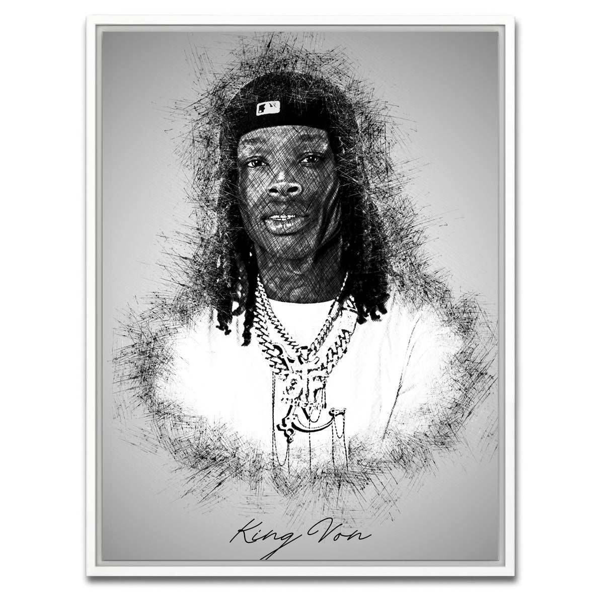 AUTO-MOCKUP WHITE | King Von | 1 Piece | White Framed Canvas | group=3x4
