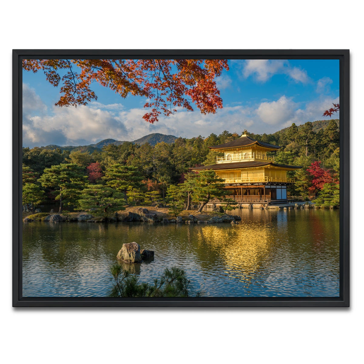 AUTO-MOCKUP WHITE | Kinkaku-ji buddhist temple | 1 Piece | Black Framed Canvas | group=4x3