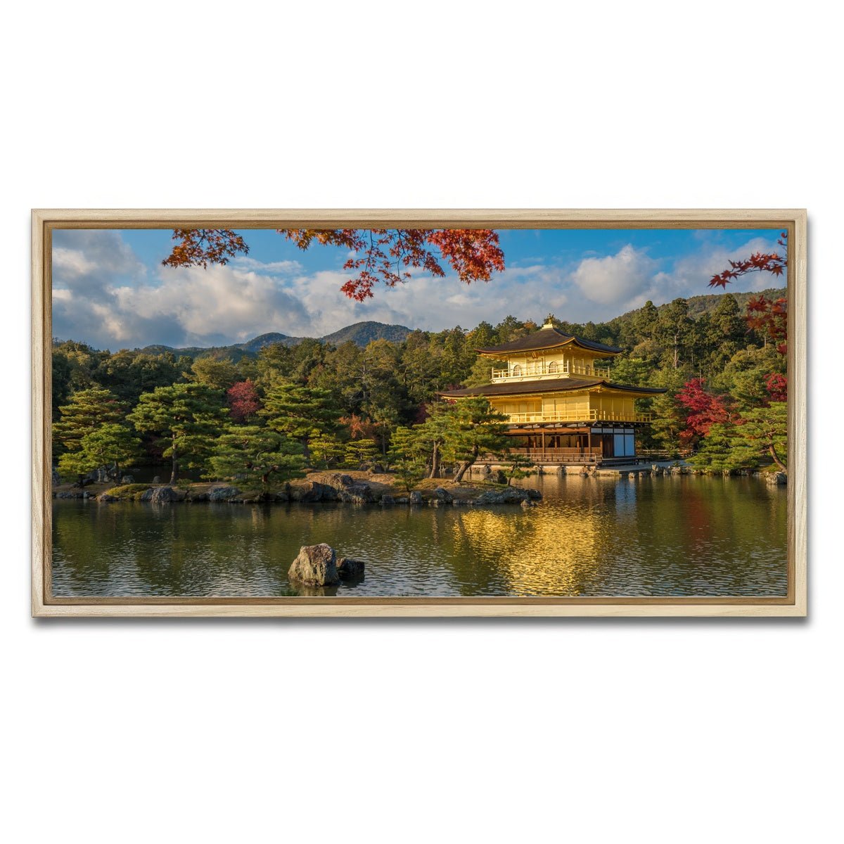 AUTO-MOCKUP WHITE | Kinkaku-ji buddhist temple | 1 Piece | Natural Framed Canvas | group=2x1