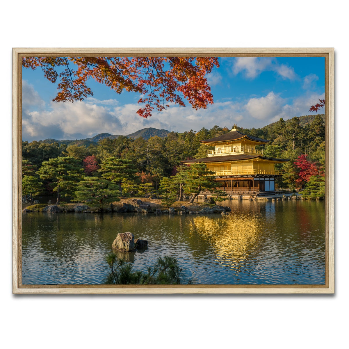 AUTO-MOCKUP WHITE | Kinkaku-ji buddhist temple | 1 Piece | Natural Framed Canvas | group=4x3
