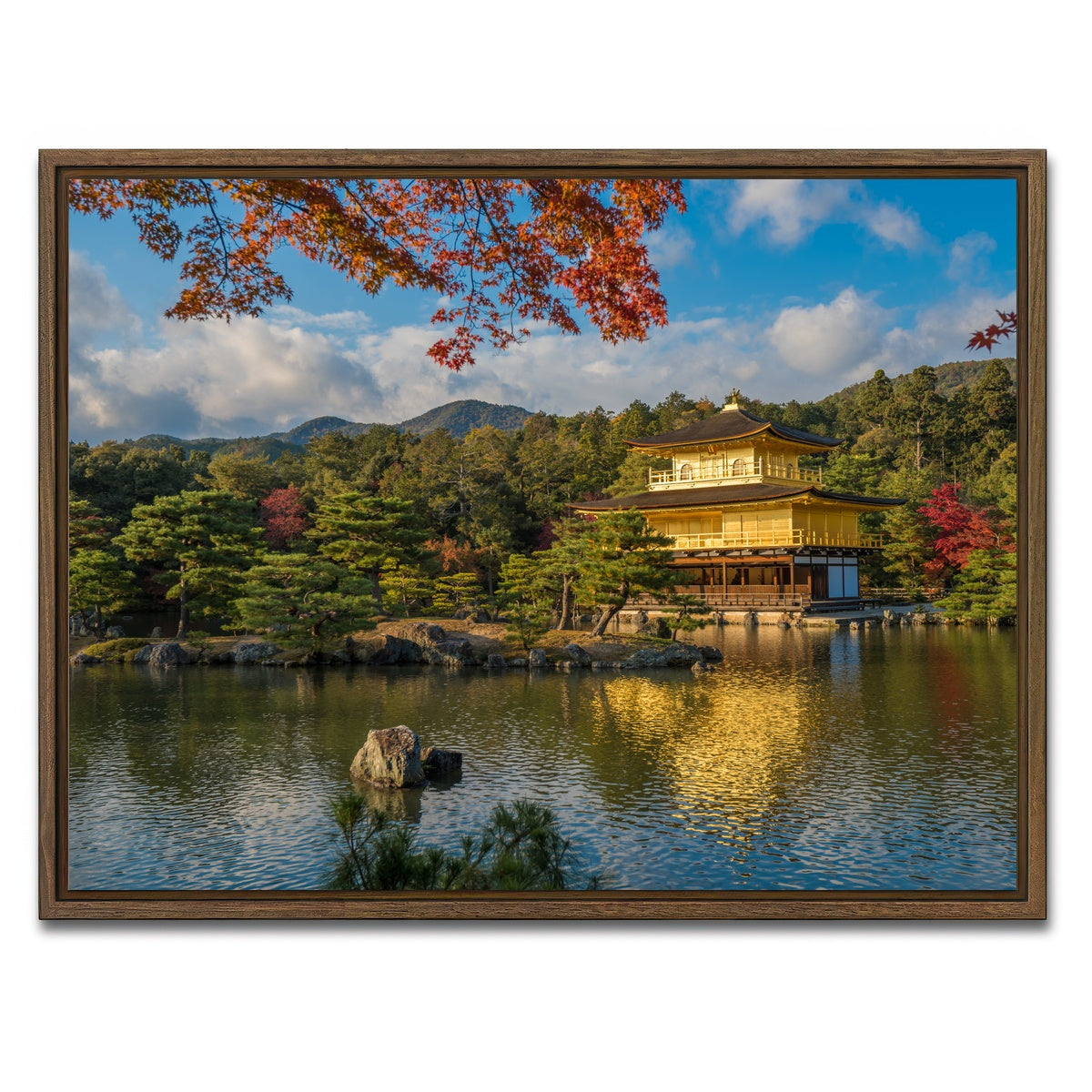 AUTO-MOCKUP WHITE | Kinkaku-ji buddhist temple | 1 Piece | Walnut Framed Canvas | group=4x3