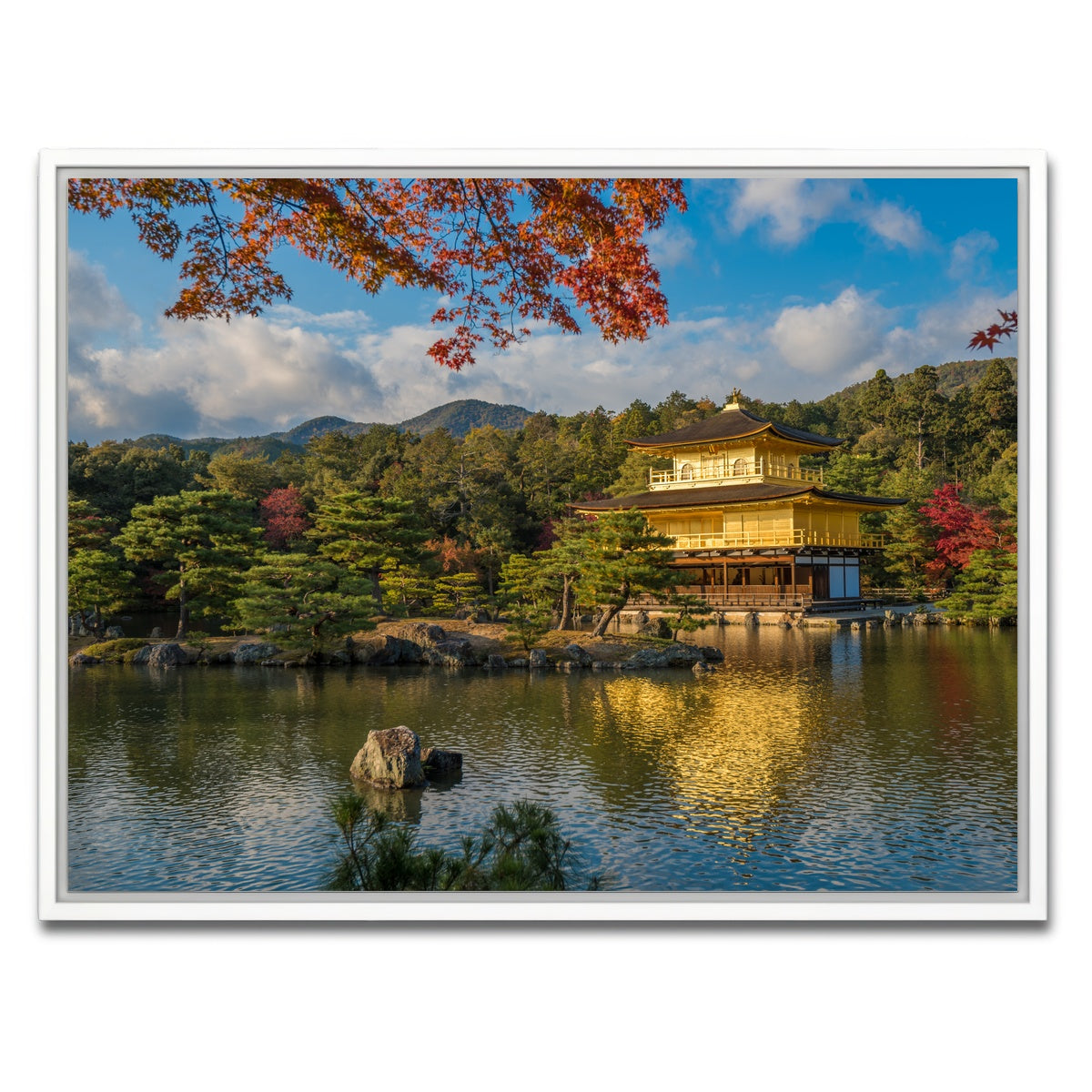 AUTO-MOCKUP WHITE | Kinkaku-ji buddhist temple | 1 Piece | White Framed Canvas | group=4x3