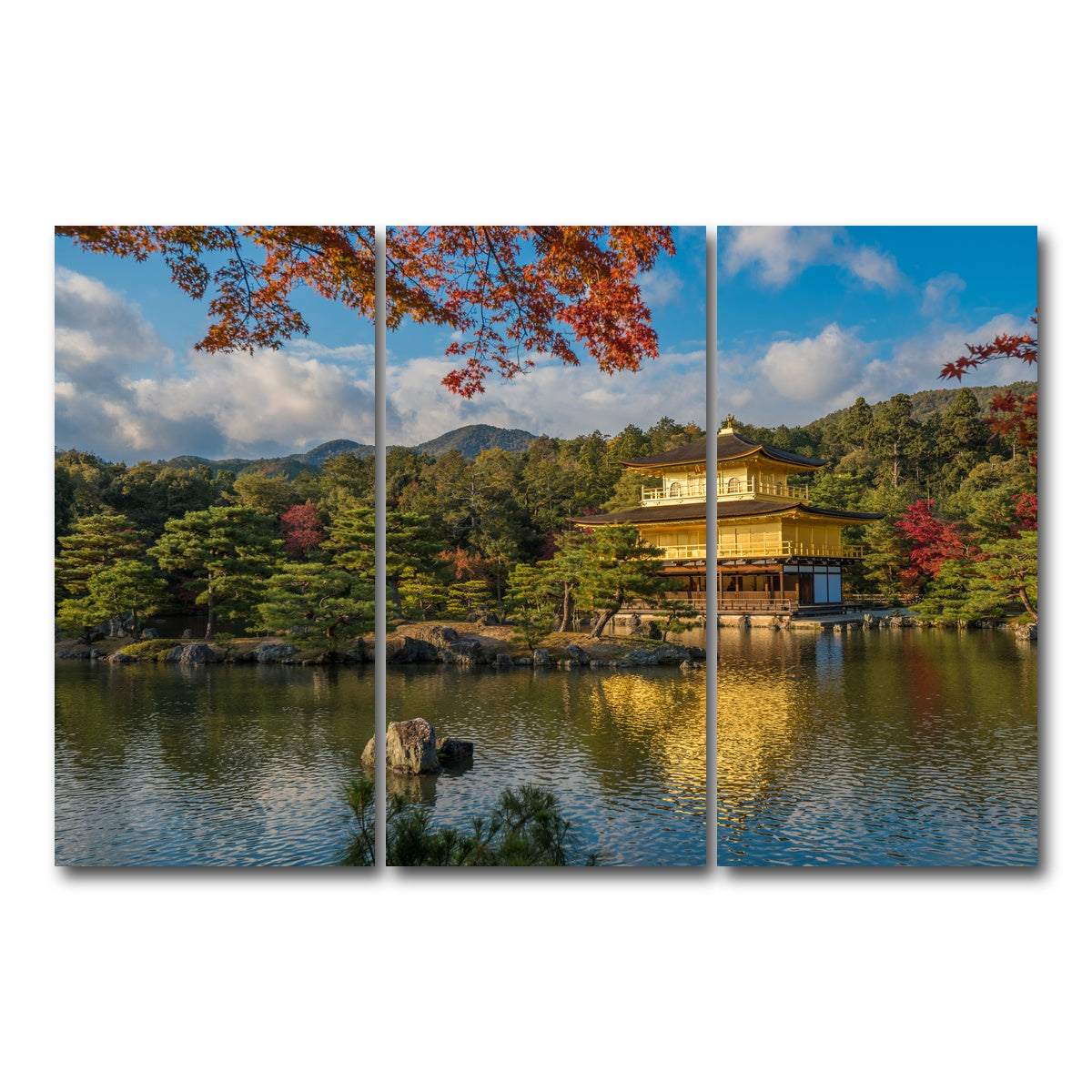 AUTO-MOCKUP WHITE | Kinkaku-ji buddhist temple | 3 Piece | Gallery Wrap Canvas | group=12x24