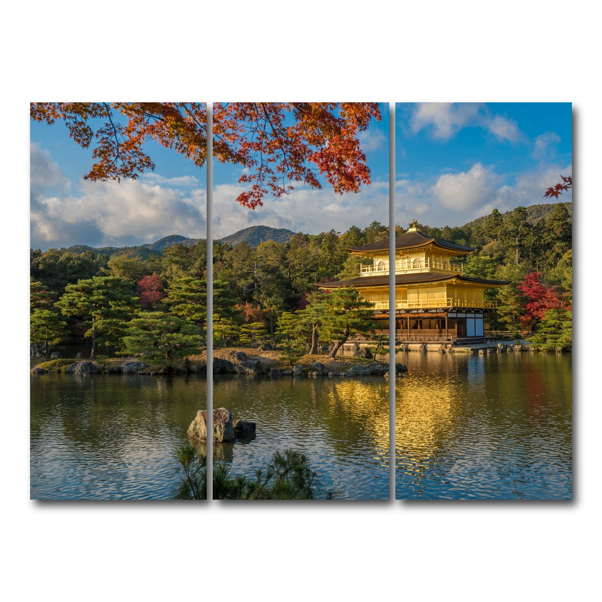 AUTO-MOCKUP WHITE | Kinkaku-ji buddhist temple | 3 Piece | Gallery Wrap Canvas | group=8x18