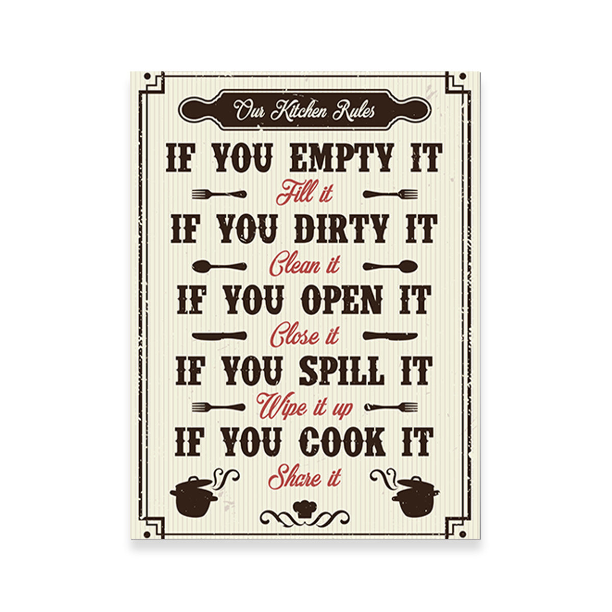 Kitchen Rules Wall Art