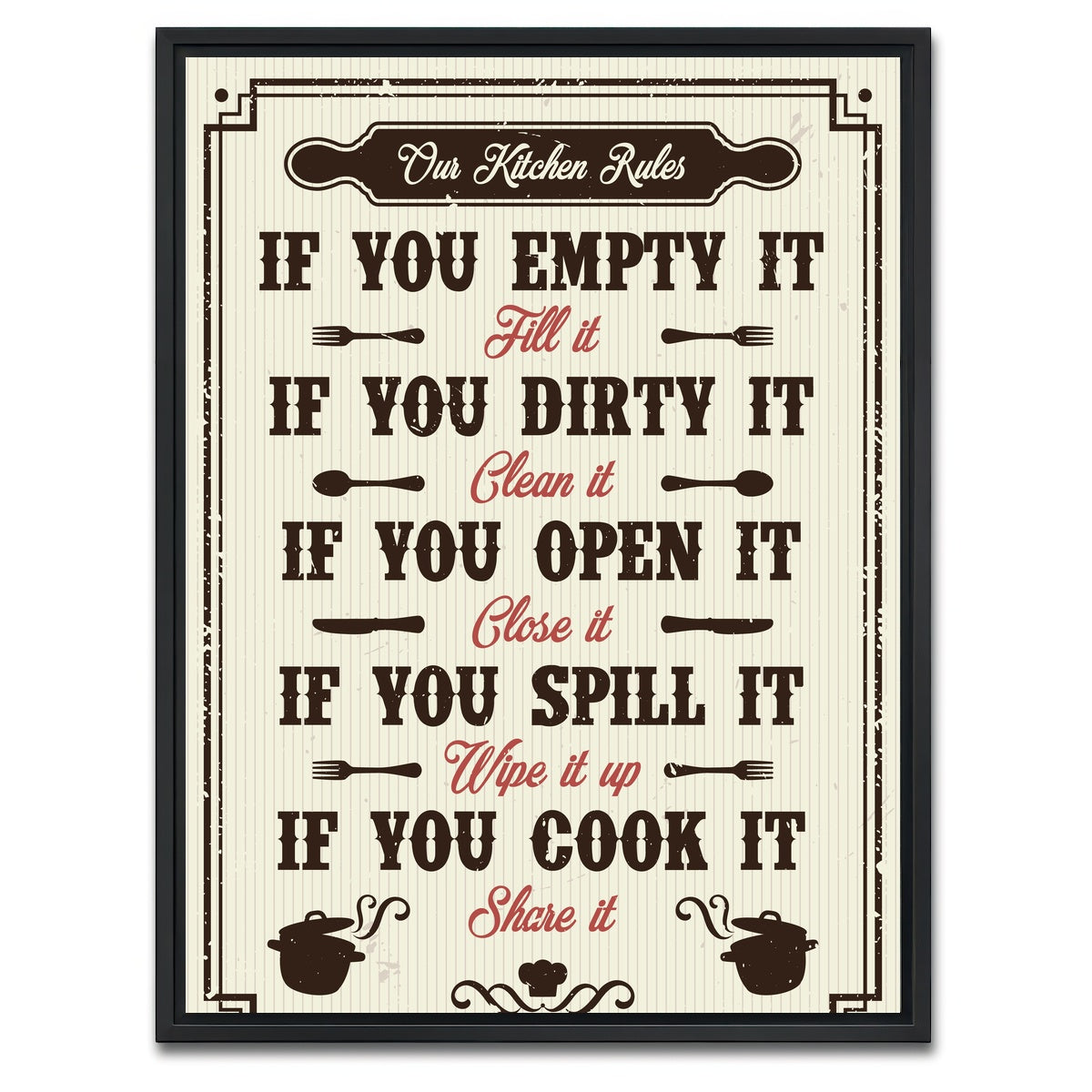 AUTO-MOCKUP WHITE | Kitchen Rules | 1 Piece | Black Framed Canvas | group=3x4