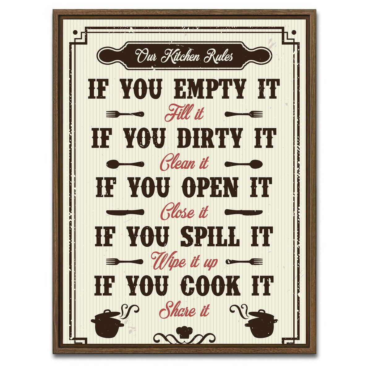 AUTO-MOCKUP WHITE | Kitchen Rules | 1 Piece | Walnut Framed Canvas | group=3x4