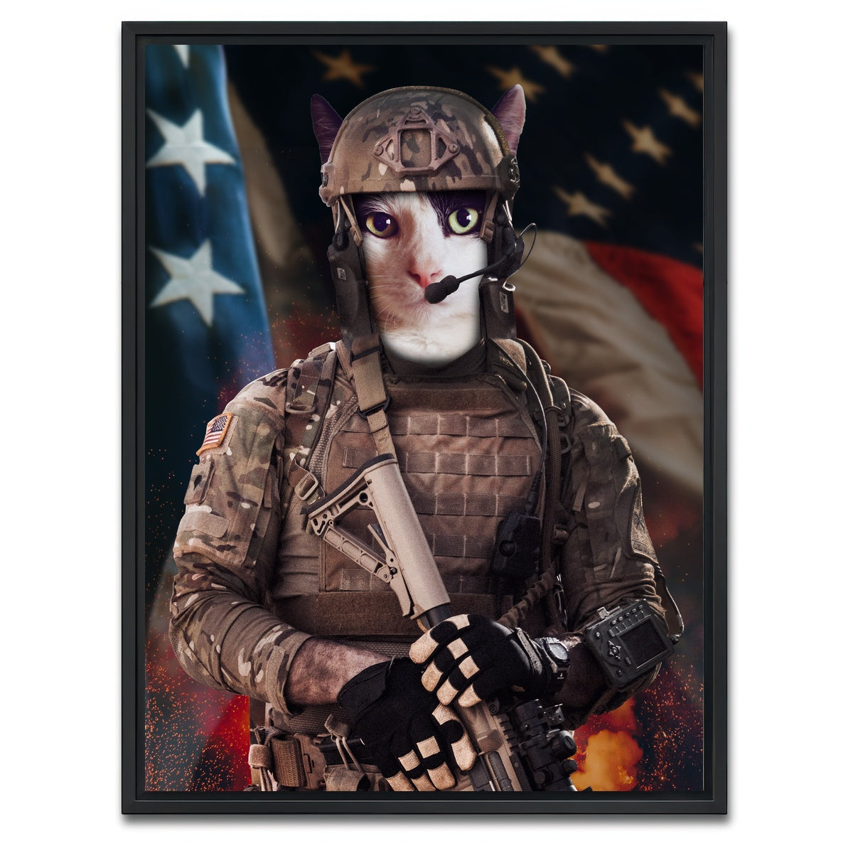 AUTO-MOCKUP WHITE | Kitten Soldier | 1 Piece | Black Framed Canvas | group=3x4
