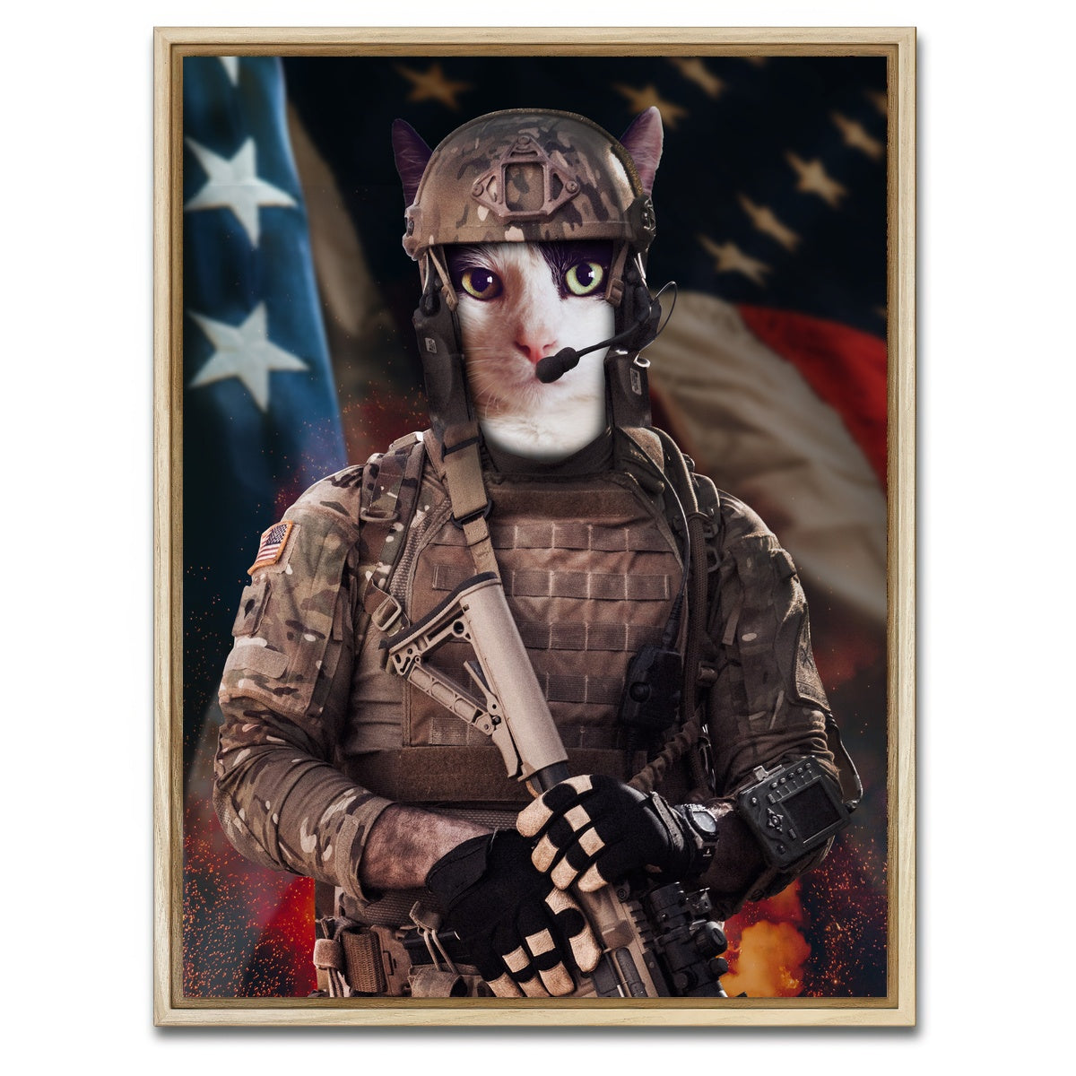 AUTO-MOCKUP WHITE | Kitten Soldier | 1 Piece | Natural Framed Canvas | group=3x4