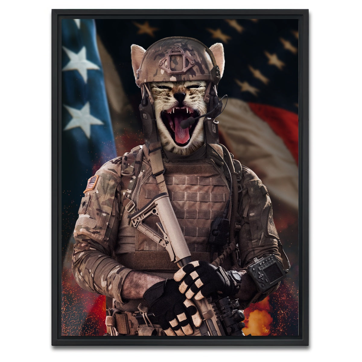 AUTO-MOCKUP WHITE | Kitty Soldier | 1 Piece | Black Framed Canvas | group=3x4