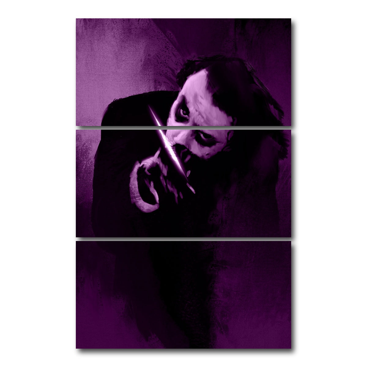 AUTO-MOCKUP WHITE | Knife Clown | 3 Piece | Gallery Wrap Canvas | group=12x24_stacked