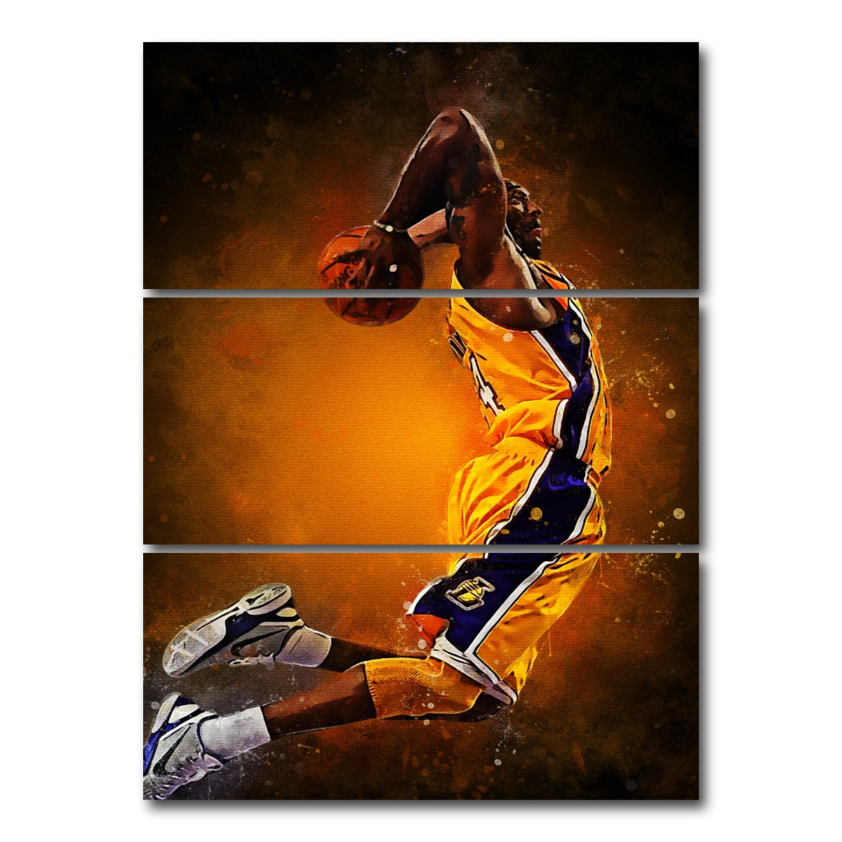 AUTO-MOCKUP WHITE | Kobe Bryant Painting | 3 Piece | Gallery Wrap Canvas | group=8x18_stacked