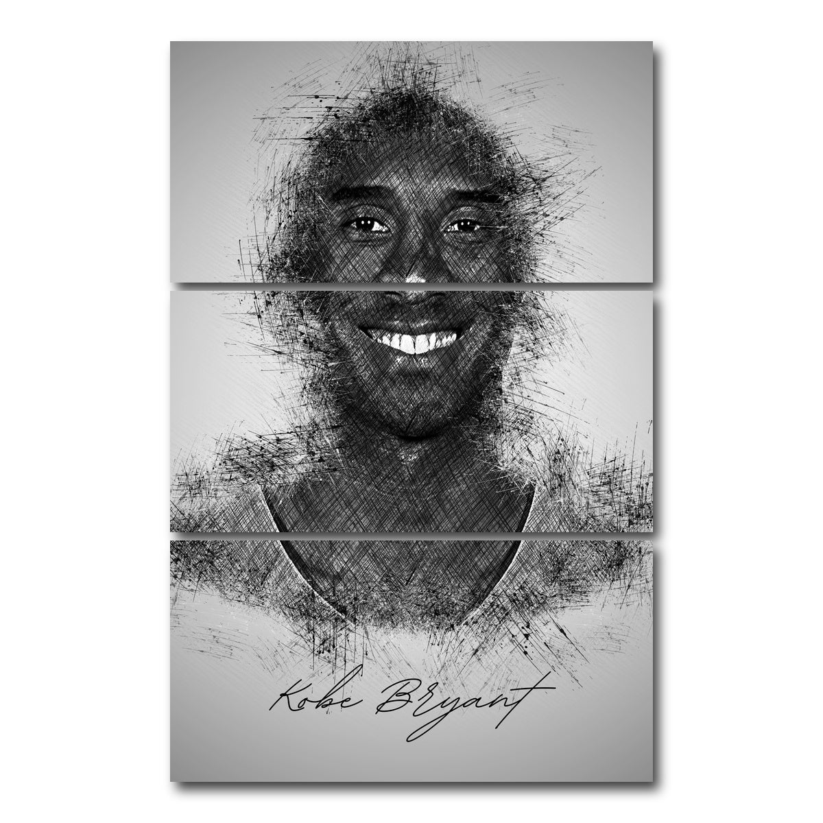 AUTO-MOCKUP WHITE | Kobe Bryant | 3 Piece | Gallery Wrap Canvas | group=12x24_stacked