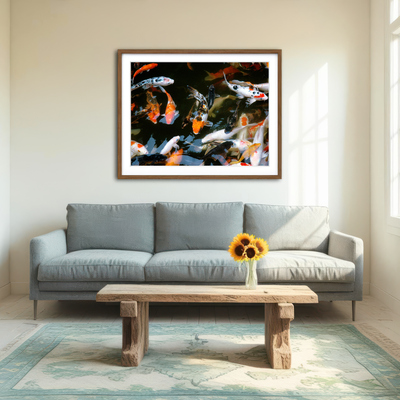 AUTO-MOCKUP ROOM | Koi Fish Swimming Wall Art