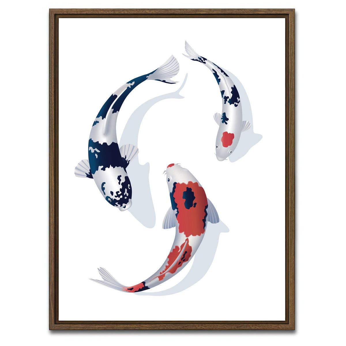 AUTO-MOCKUP WHITE | Koi fish trio | 1 Piece | Walnut Framed Canvas | group=3x4