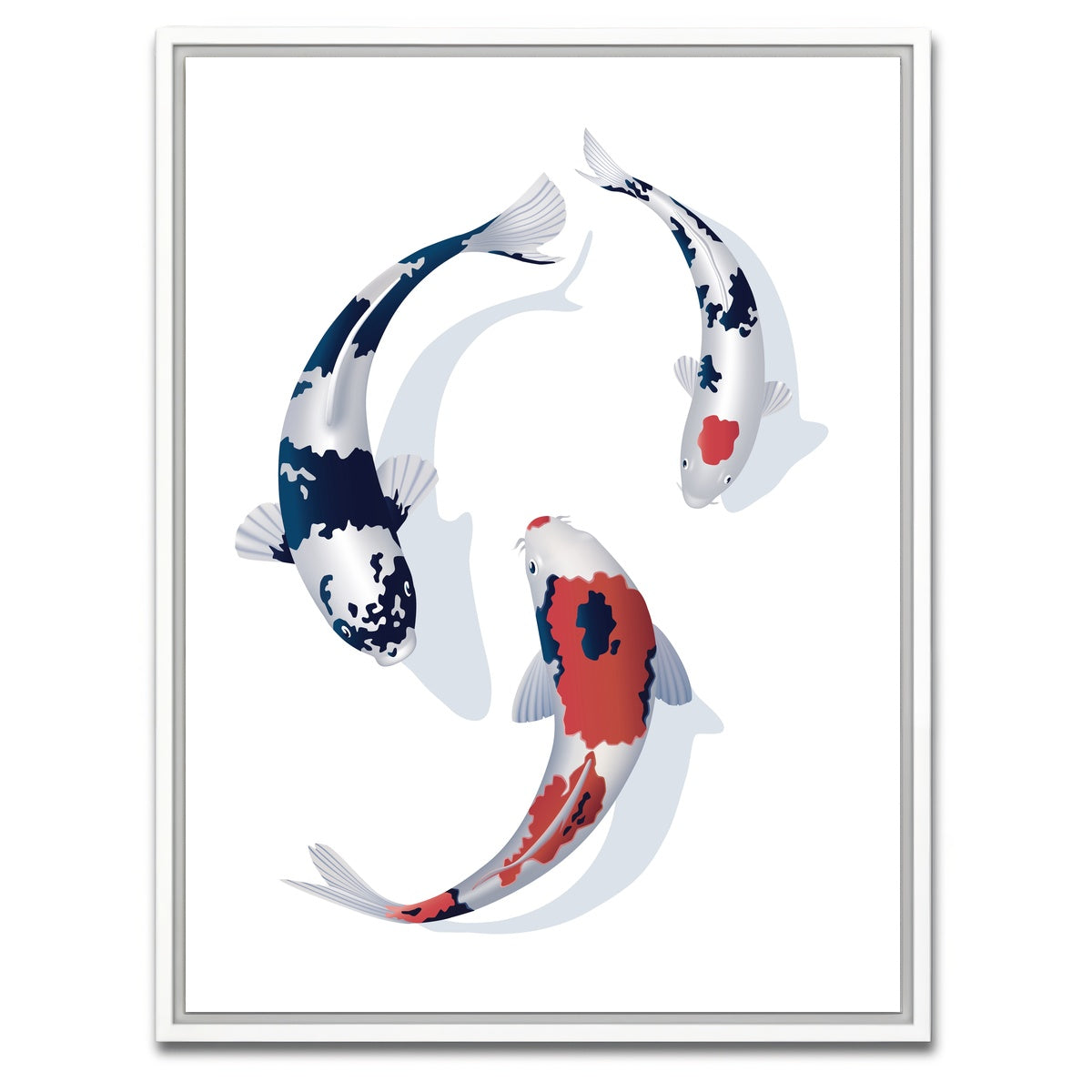 AUTO-MOCKUP WHITE | Koi fish trio | 1 Piece | White Framed Canvas | group=3x4