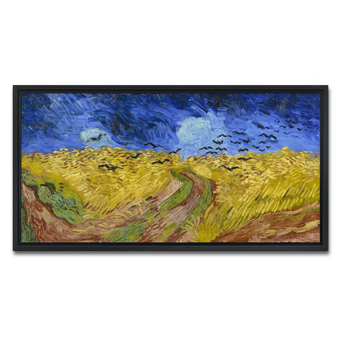 AUTO-MOCKUP WHITE | Korenveld met kraaien | 1 Piece | Black Framed Canvas | group=2x1