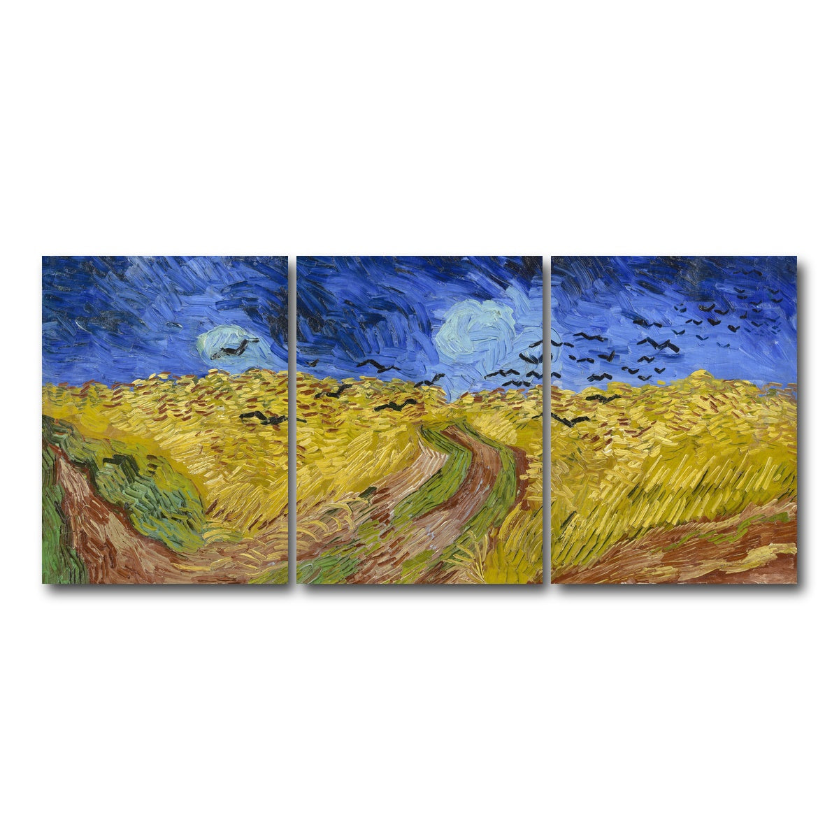 AUTO-MOCKUP WHITE | Korenveld met kraaien | 3 Piece | Gallery Wrap Canvas | group=18x24