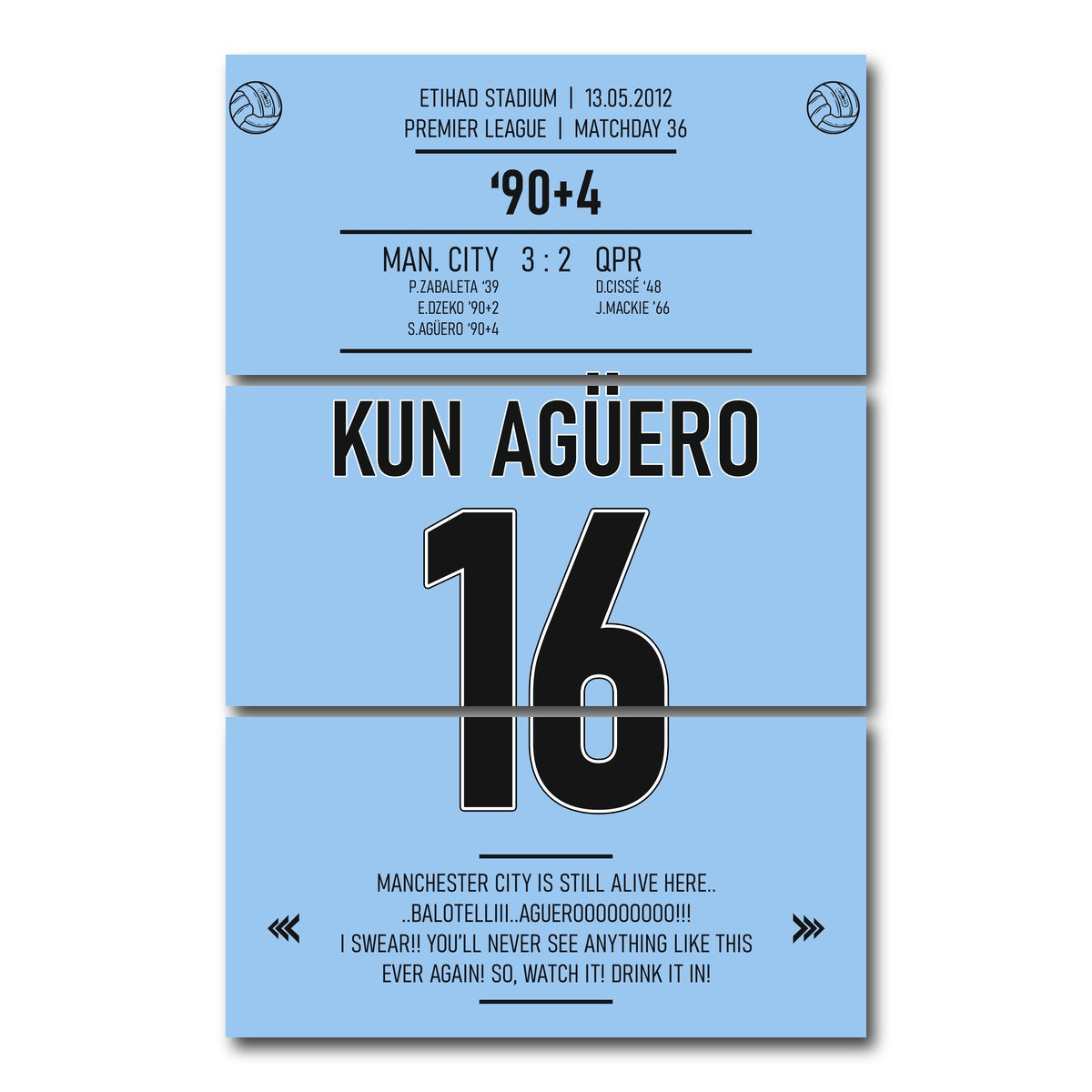 AUTO-MOCKUP WHITE | Kun Aguero | 3 Piece | Gallery Wrap Canvas | group=12x24_stacked
