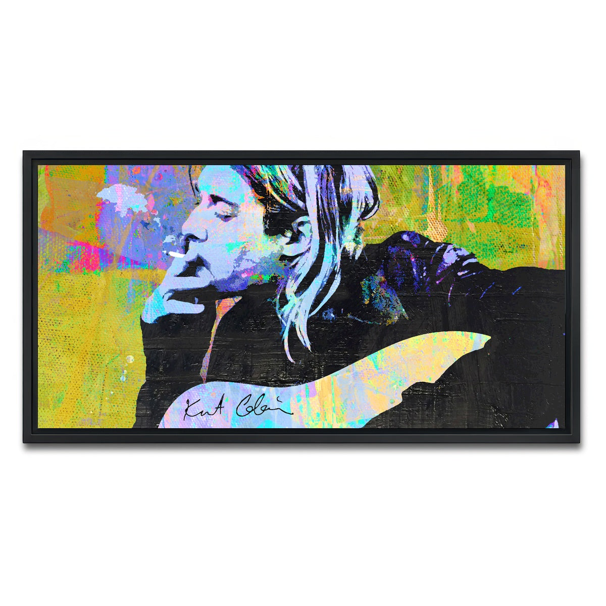AUTO-MOCKUP WHITE | Kurt Cobain Guitar | 1 Piece | Black Framed Canvas | group=2x1