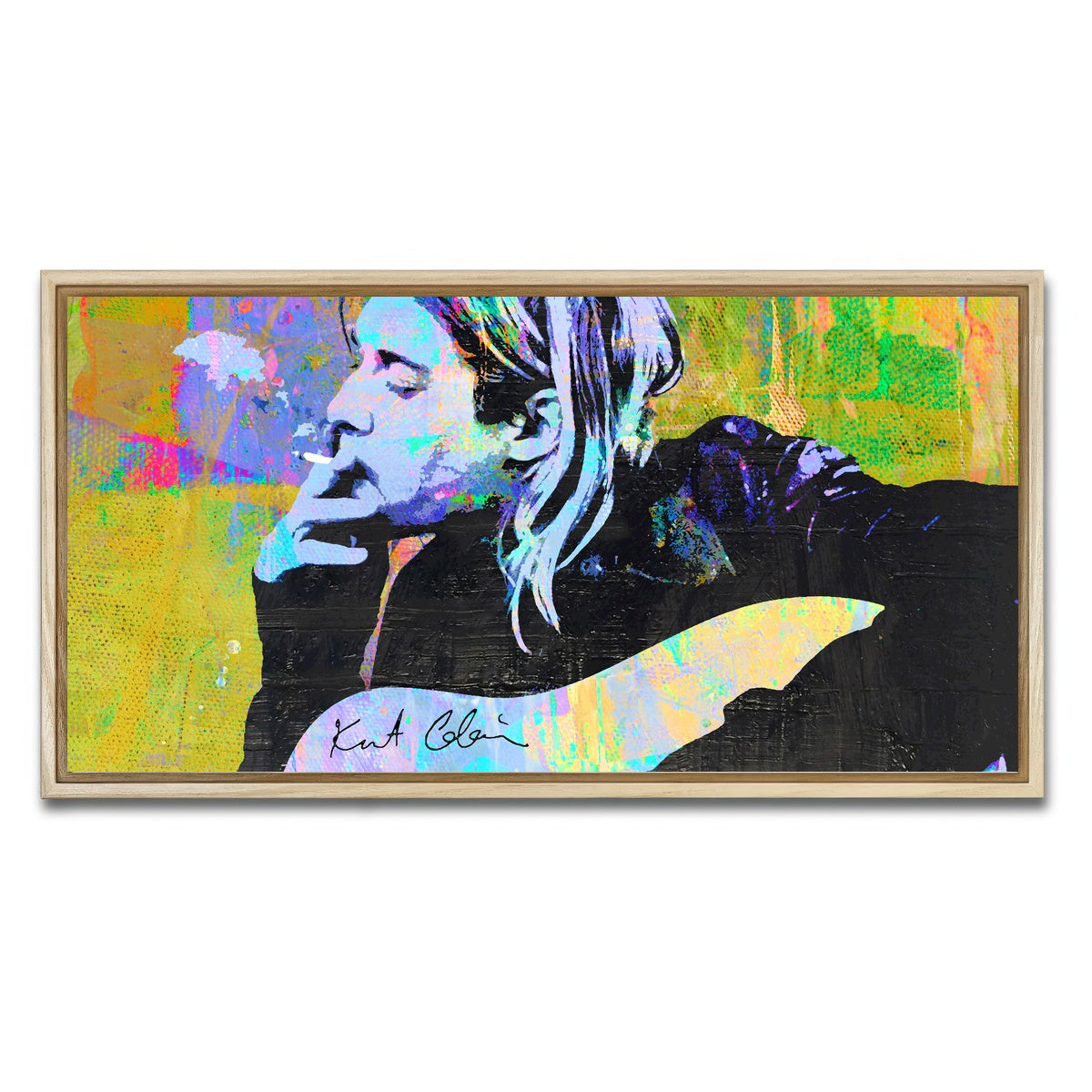 AUTO-MOCKUP WHITE | Kurt Cobain Guitar | 1 Piece | Natural Framed Canvas | group=2x1