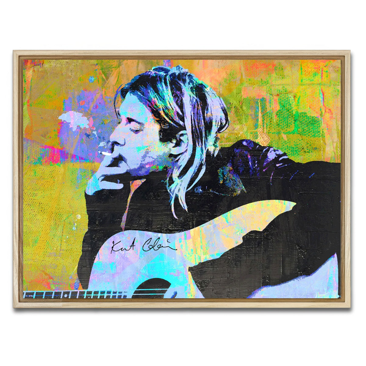 AUTO-MOCKUP WHITE | Kurt Cobain Guitar | 1 Piece | Natural Framed Canvas | group=4x3
