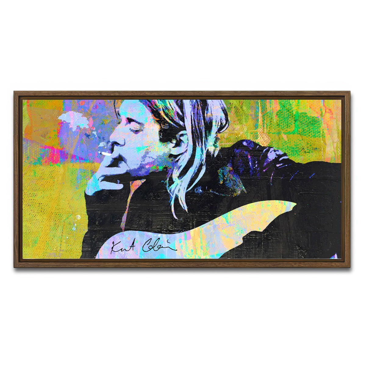 AUTO-MOCKUP WHITE | Kurt Cobain Guitar | 1 Piece | Walnut Framed Canvas | group=2x1