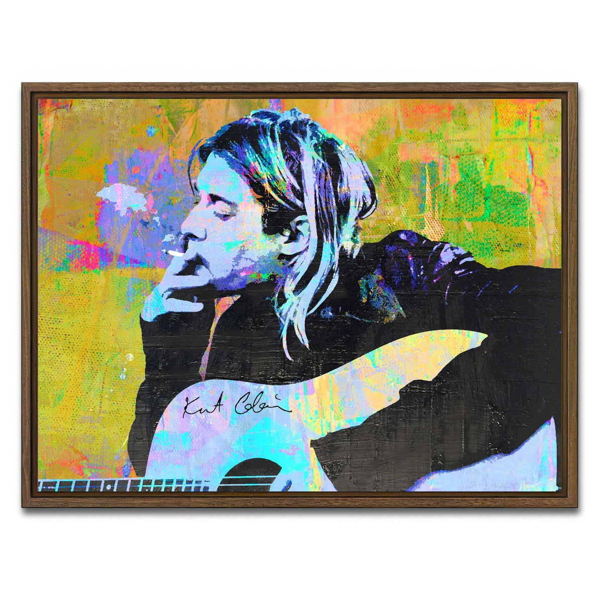 AUTO-MOCKUP WHITE | Kurt Cobain Guitar | 1 Piece | Walnut Framed Canvas | group=4x3