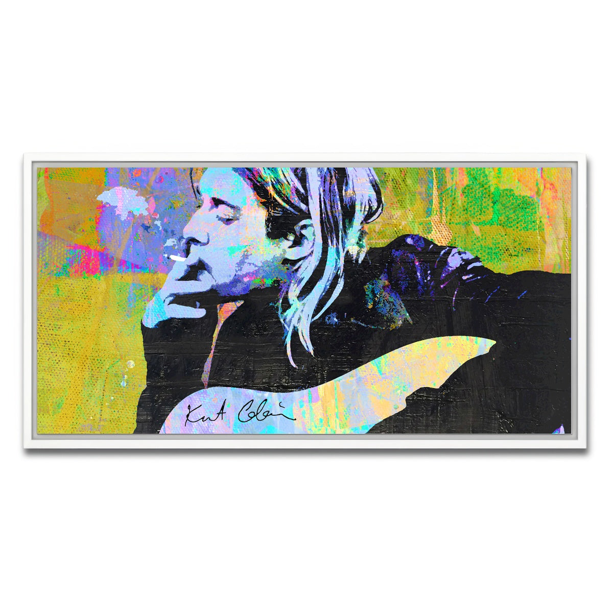 AUTO-MOCKUP WHITE | Kurt Cobain Guitar | 1 Piece | White Framed Canvas | group=2x1