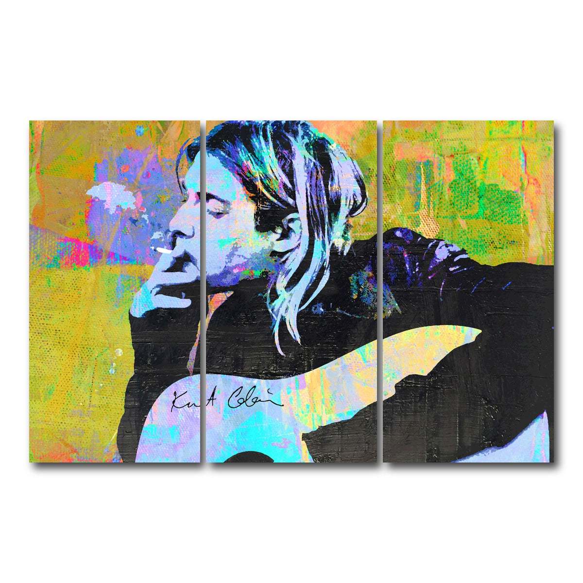 AUTO-MOCKUP WHITE | Kurt Cobain Guitar | 3 Piece | Gallery Wrap Canvas | group=12x24