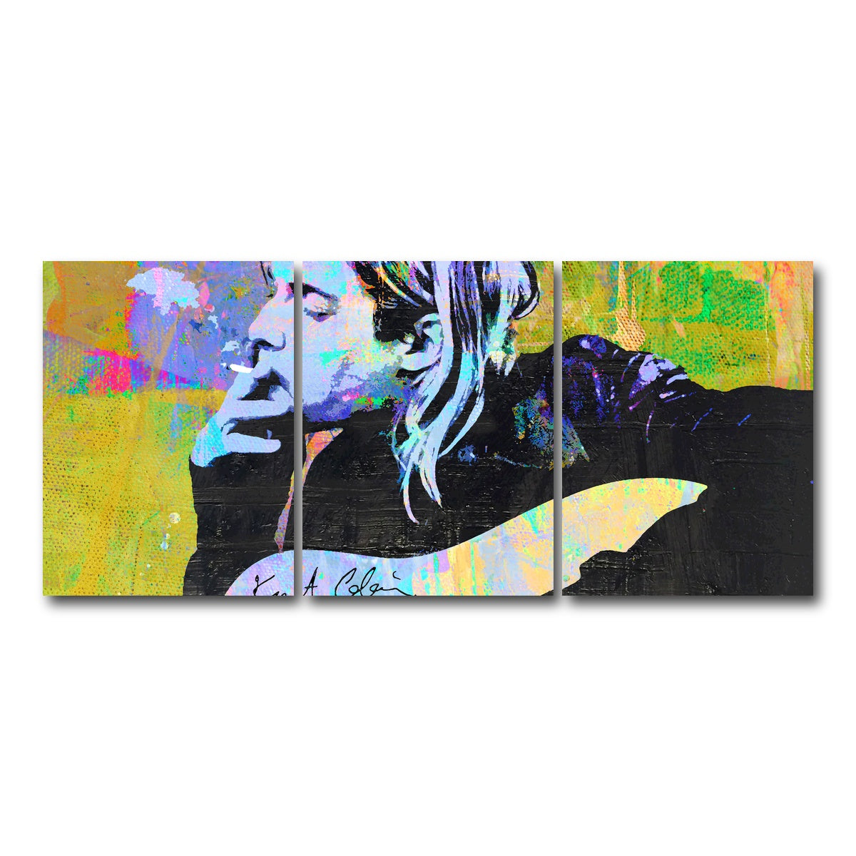 AUTO-MOCKUP WHITE | Kurt Cobain Guitar | 3 Piece | Gallery Wrap Canvas | group=18x24