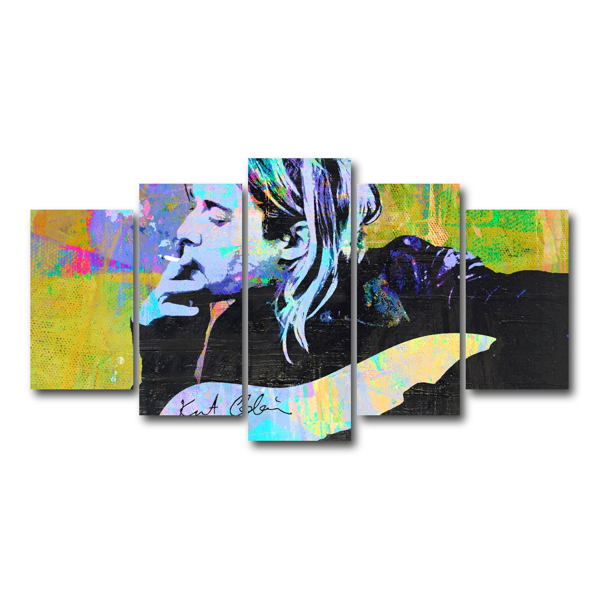 AUTO-MOCKUP WHITE | Kurt Cobain Guitar | 5 Piece | Gallery Wrap Canvas | group=5_normal