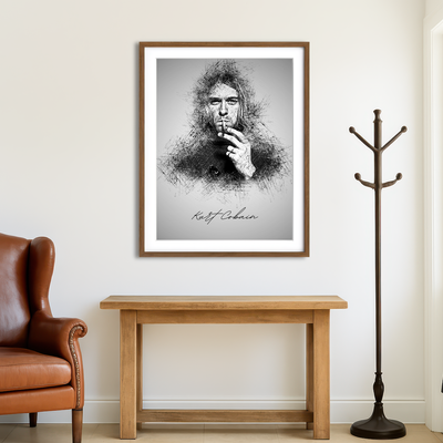 AUTO-MOCKUP ROOM | Kurt Cobain sketch Wall Art