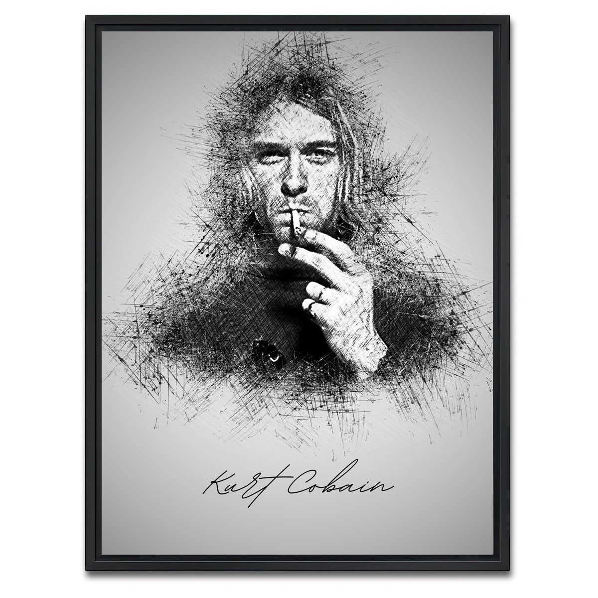 AUTO-MOCKUP WHITE | Kurt Cobain sketch | 1 Piece | Black Framed Canvas | group=3x4